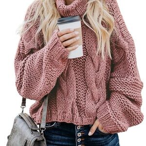 Cozy Cowl Neck Sweater for Women  in Dusty Pink NEW